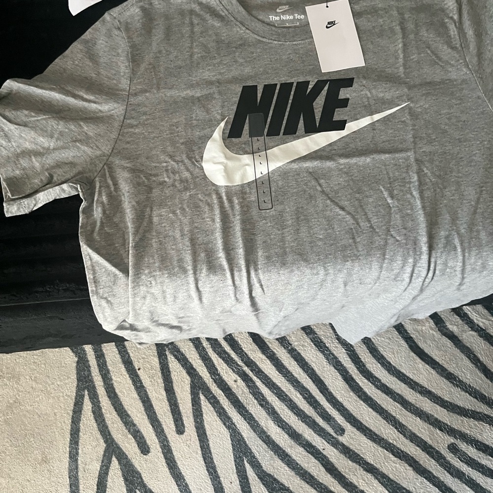 Nike Heather Gray Tee with Black and White Logo